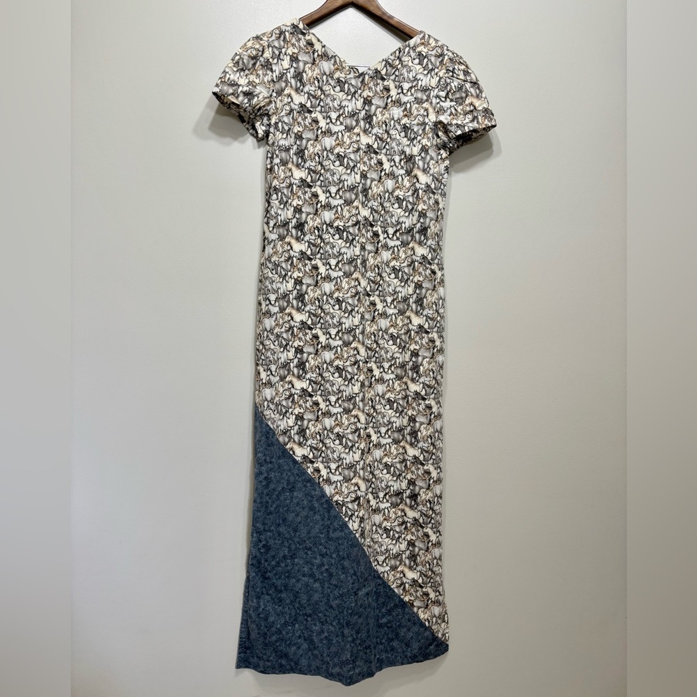 Vintage Horse Print Maxi Dress Handmade Western Equestrian Size 6 - Picture 2 of 9